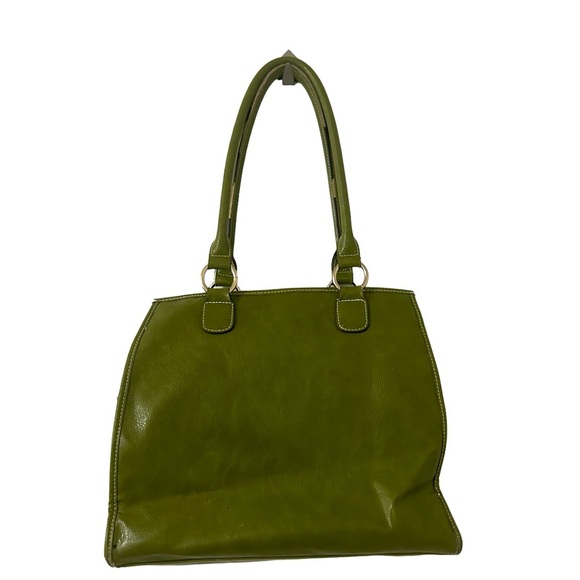 5/$25 Liz Claiborne olive green vegan leather spacious storage shoulder purse - Picture 3 of 14